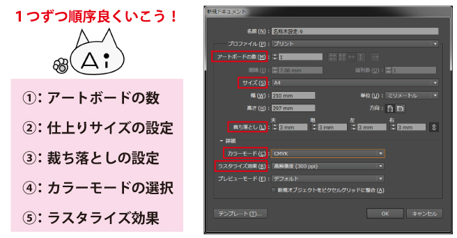 新規ドキュメント設定画面の画像
